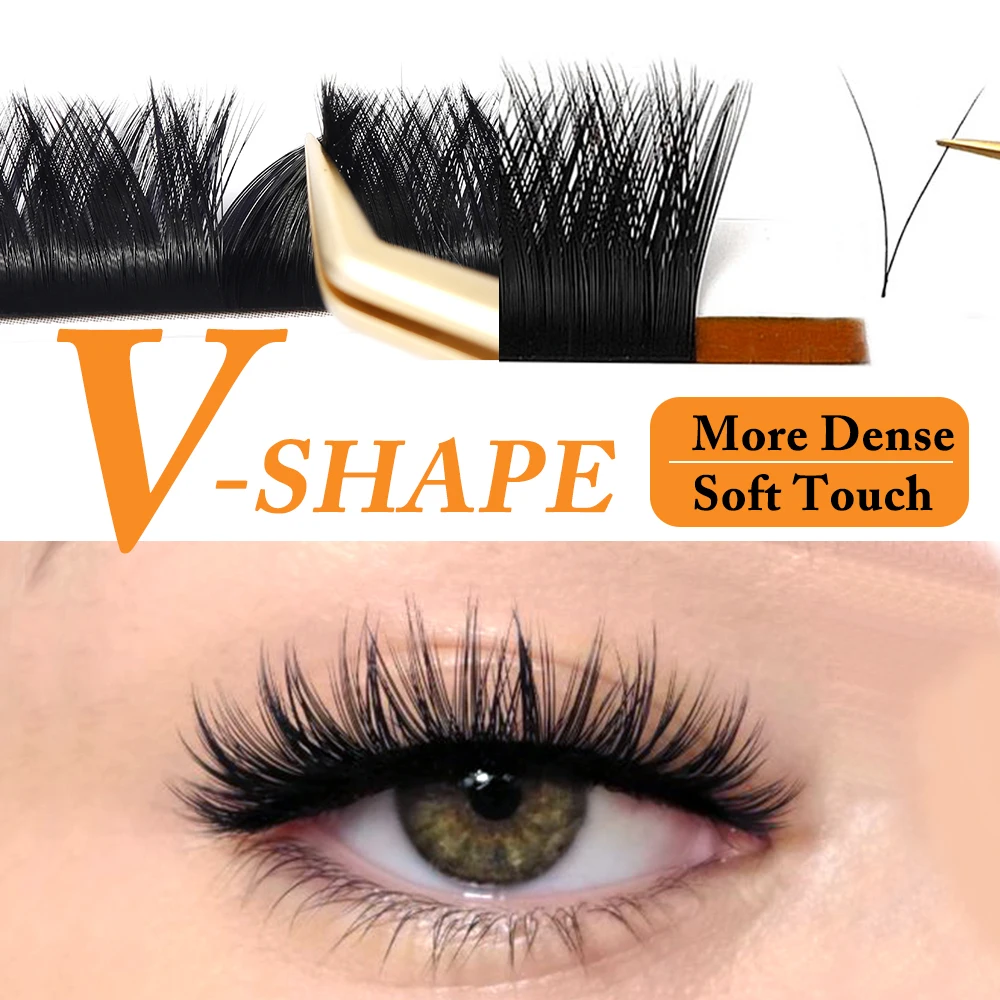 V-shaped Auto Fan Lash Extensions 8-15mm Mix Automatic Blooming Flower Lashes Self Fanning Lashes Russian Volume Individual