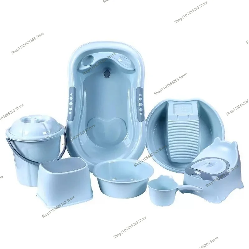 Baby Bathtub Set Upgraded Plastic Bath Set Non-Slip Thickened Tub Toddler Bath Seat Shower Products for Newborns Gift