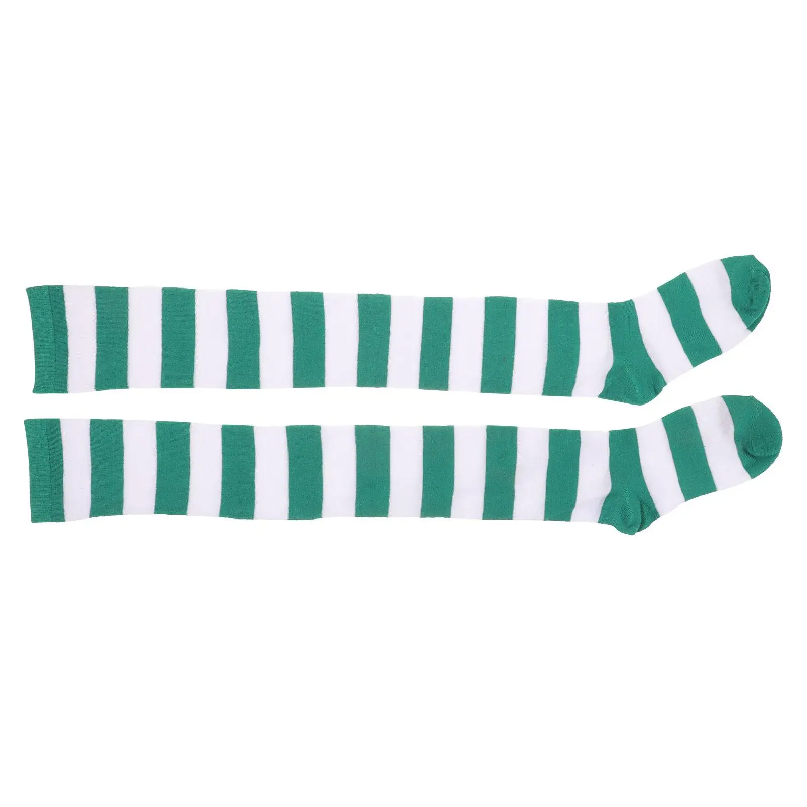 

Green White Wide Striped Over Knee Socks Women Thigh High Stockings Spring Autumn Warm Trendy Costumes Cosplay Festival Leggings