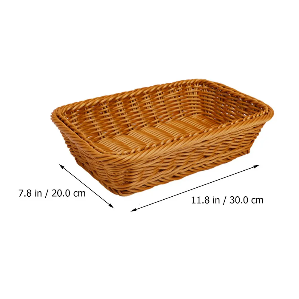 1Pcs Exquisite Square Bamboo Fruit Basket Vegetable Washing Tray Bread Serving Plate Rustic Decor Light Brown Sturdy