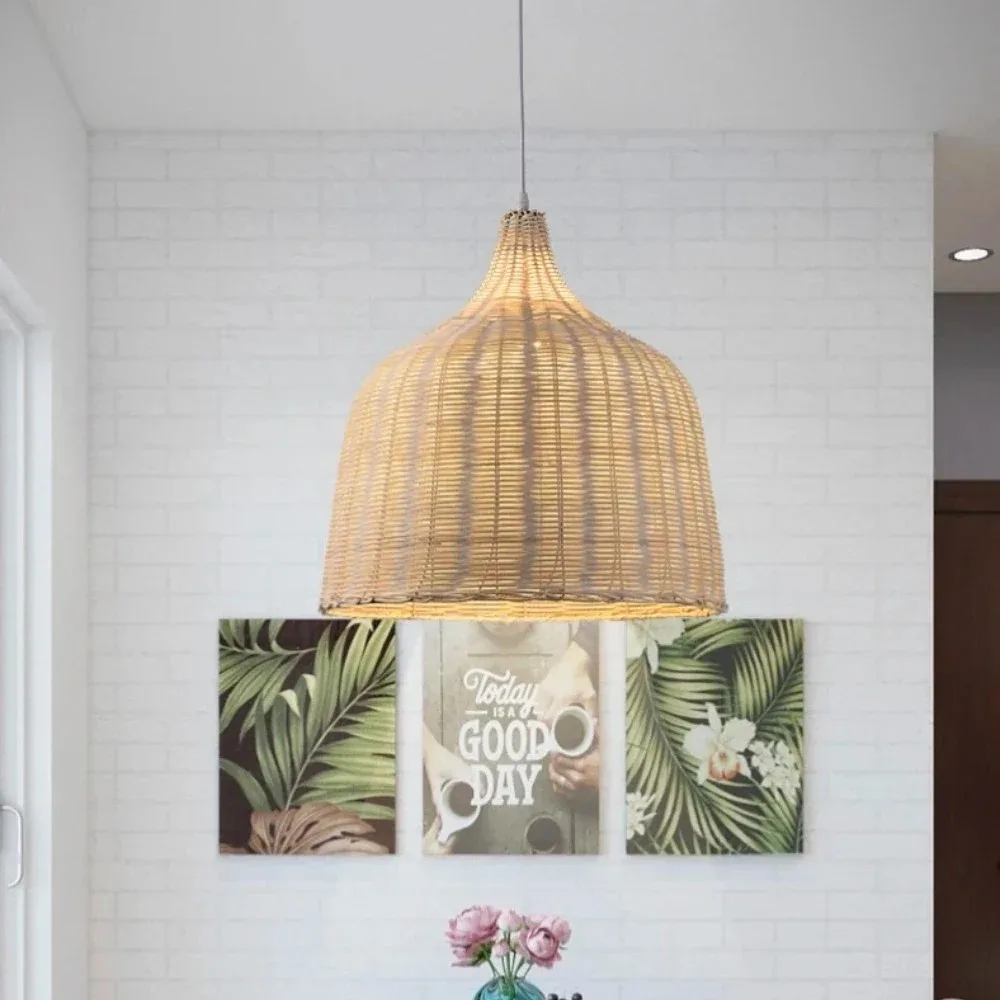 

Bamboo Weaving Wicker Rattan Shade Pendant Light Lamps Handmade Lampshade Home Decoration Rattan Pendant Light