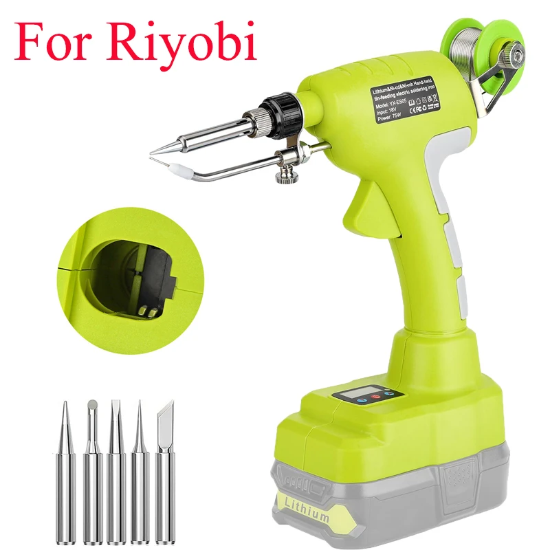 

75W LED Digital Cordless Electric Soldering Iron Kit for Ryobi 18V Lithium Battery Electric Soldering Gun Home DIY Repair Tools