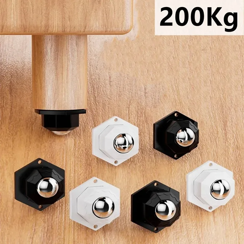 4Pcs Furniture Casters Wheels 200Kg Heavy Duty Universal Wheel 360° Rotation Stainless Steel Strong Self Adhesive Casters Wheels