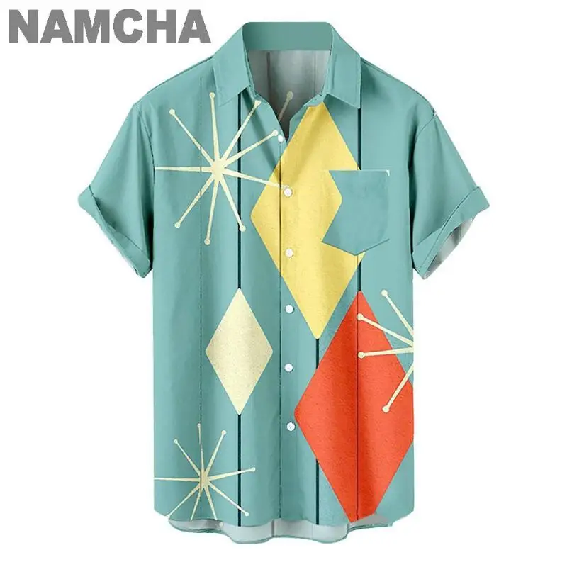 2023 Summer Beach Style Men\'s Hawaiian Shirts 3D Printed Casual Musical Instruments Tops Loose Short-sleeve Blouses Camicias