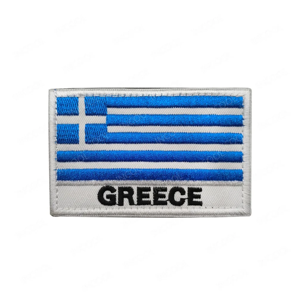 Greece Flag PVC Rubber Reflective Greek Embroidered Patches Appliqued Patch For Clothing Backpack