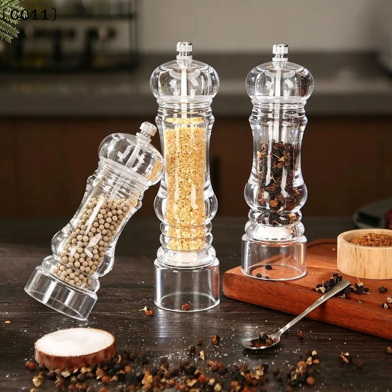 Pepper Grinder- Acrylic Salt And Pepper Shakers Adjustable Coarseness By Ceramic Rotor Kitchen Accessories〔CC11〕