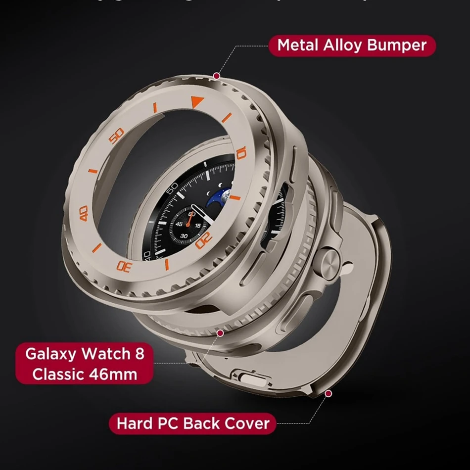 Metalowa obudowa do Samsung Galaxy Watch 8 Classic 46mm, odporna na wstrząsy, ochronna osłona, tylna obudowa PC, bumper, akcesoria do GALAXY Watch 8 Classic — zdjęcie produktu 6