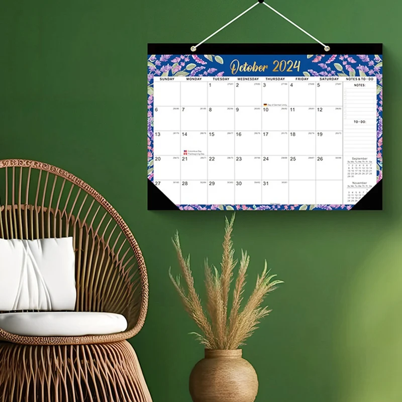 Wall Planner 2024-2025 17Inx12in Large Wall Calendar Desk Calendar, 18 Month Desk/Wall Calendar Combo Durable Easy Install