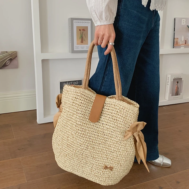 

Women's Vacation Shoulder Bag Summer Straw Handbag Fashion Luxury Designer Beach Bag Female Large Capacity Shopper Tote