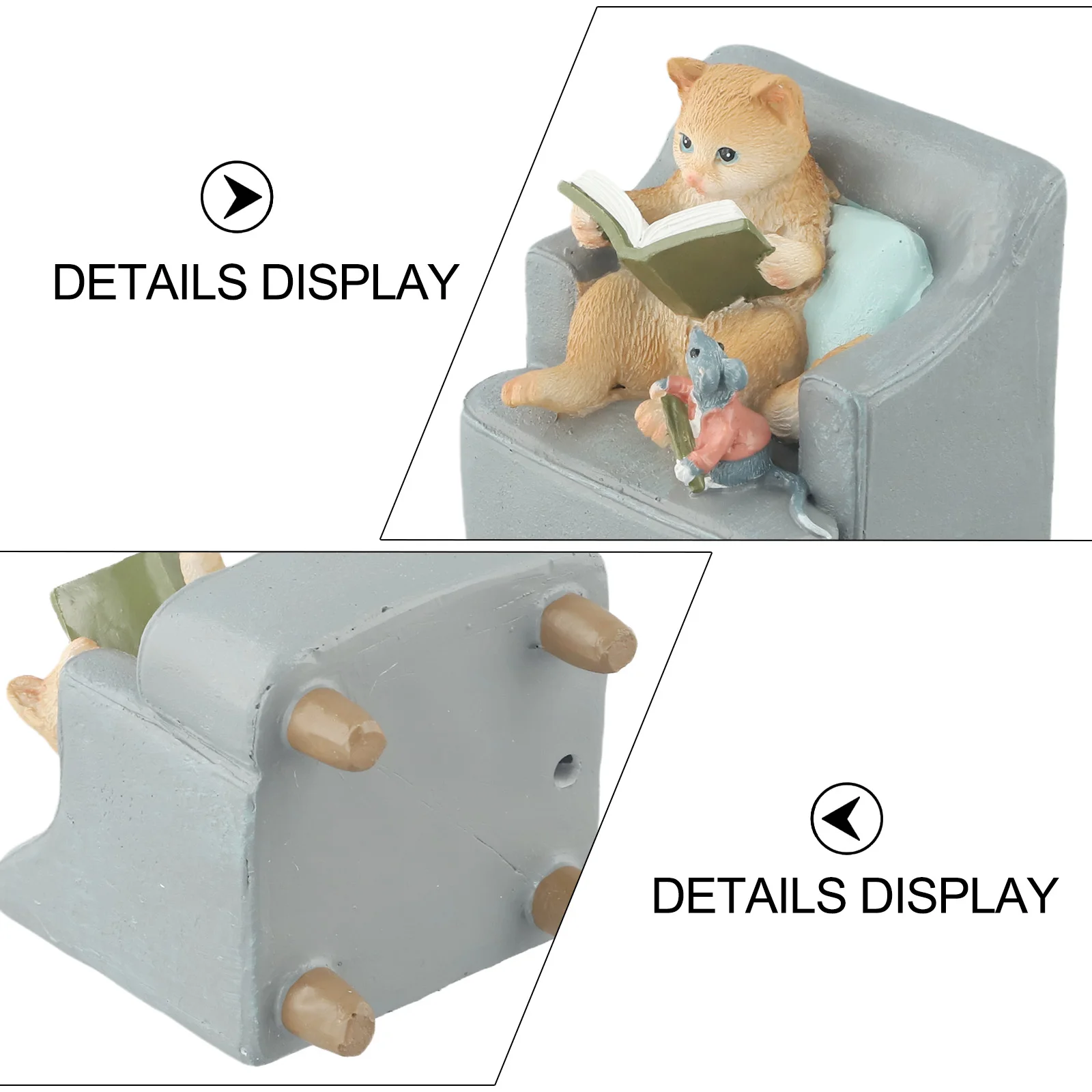 

Precise Craftsmanship Small Cat Reading Book with Intricate Mice Detail Elegant Home Decor Statue 2 5 x 3 Inch