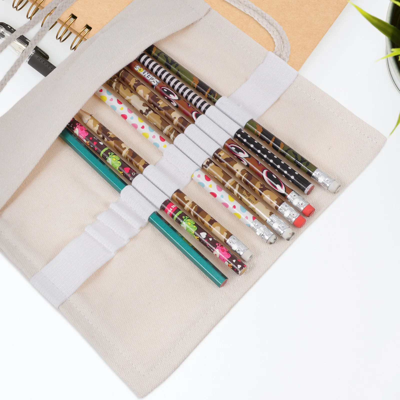 Pen Holder Desk Organizer Office Storage Pencil Desktop Halloween Christmas Canvas Pen Roll Color Pencil Roll Canvas Pencil Roll