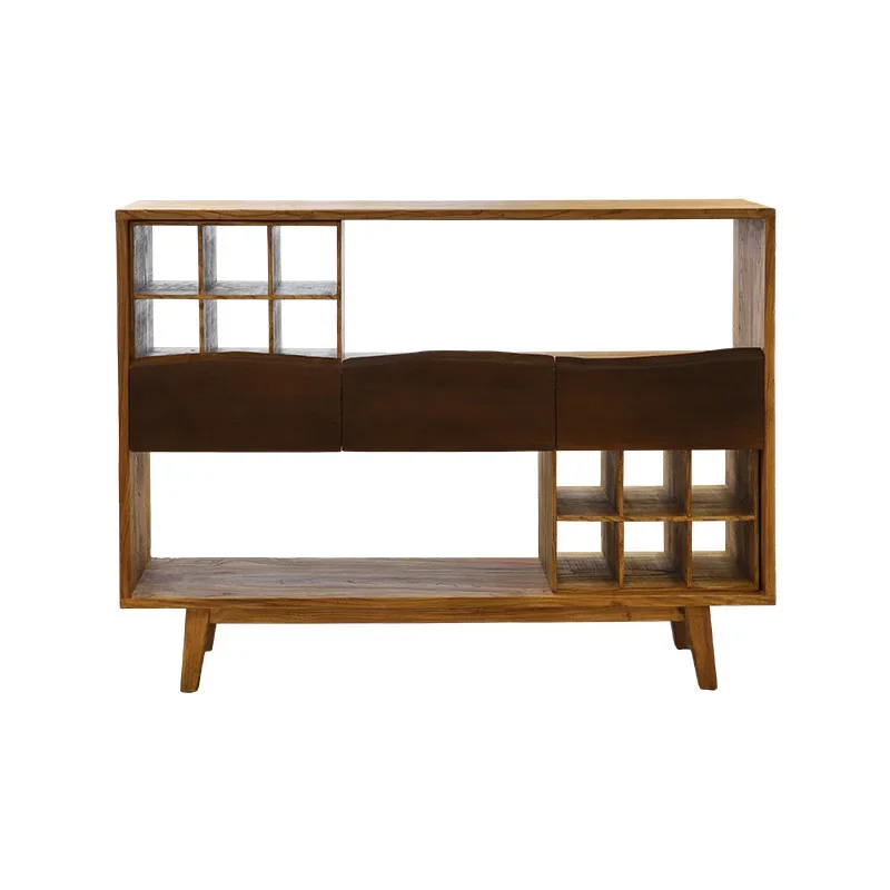 

Wabi Sandy Wind Solid Wood Dining Side Cabinet Living Room Cabinet Homestay Home Display Cabinet Floor-to-ceiling Storage