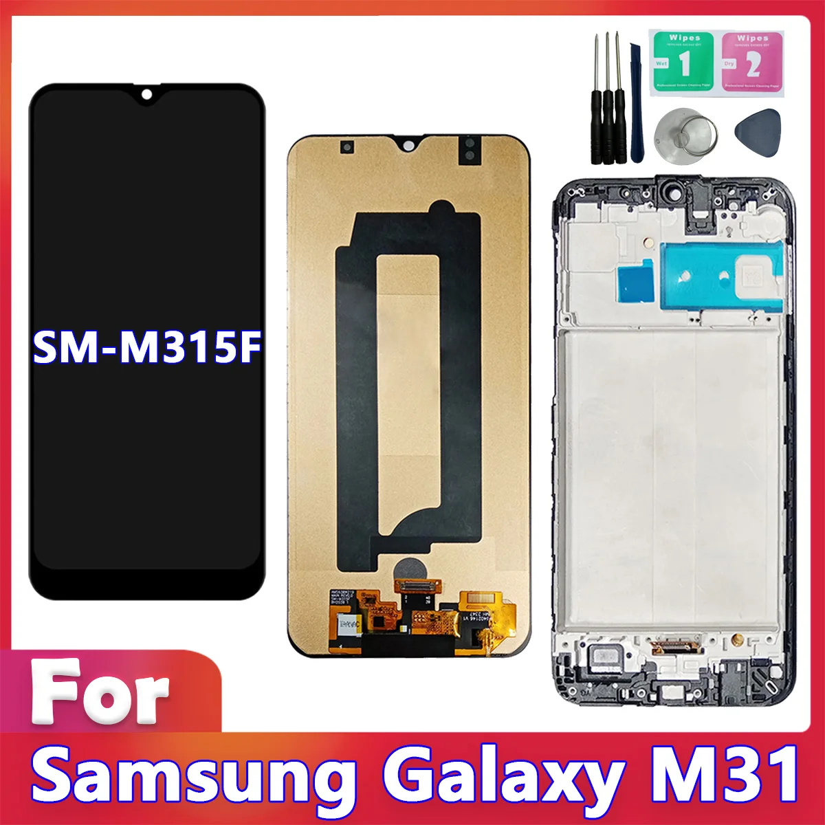 For Samsung Galaxy M31 LCD Display Touch Screen Digitizer Assembly Replacment With Frame For Samsung SM-M315F LCD