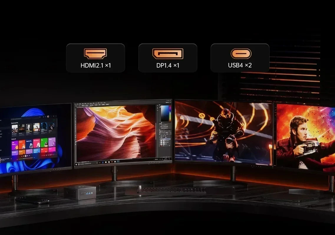 SZBOX X88 8845HS With Secondary Screen Mini PC Windows 11 DDR5 M.2 NVME SSD 2.5G LAN HDMI2.0 USB4.0 WIFI6 BT5.2 Gamer Computer