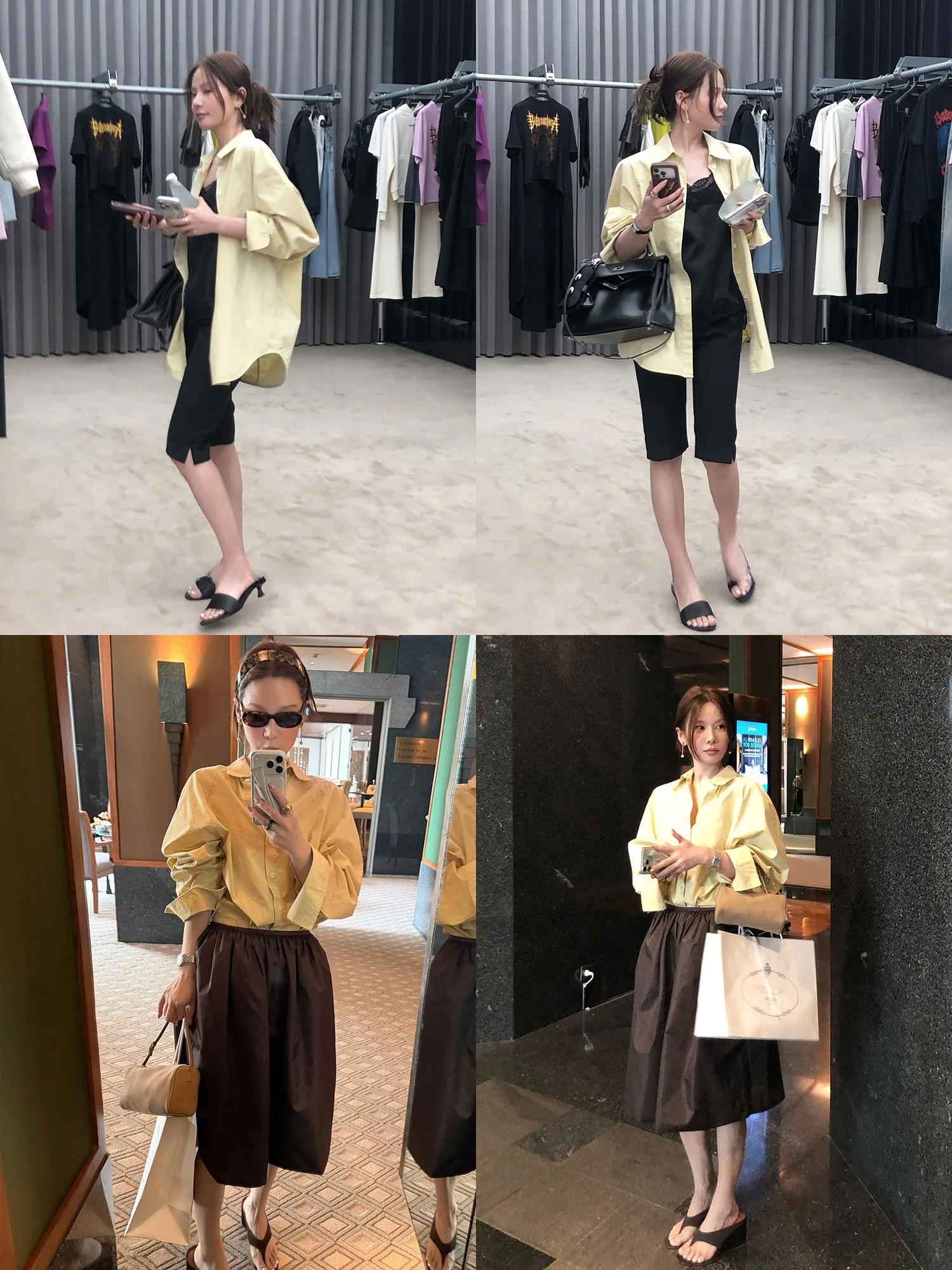 

WXLSTUDIO 0326 High Density Cotton Long Sleeve Shirt Women's Commute Style Skin-friendly Breathable Meat Concealing Hip Hiding