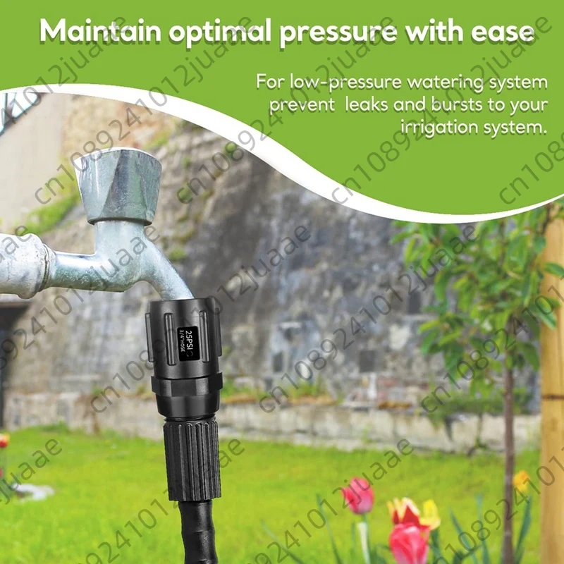 Drip Irrigation Pressure Regulator 25 PSI 3/4 Inch Hose Thread Drip Irrigation Pressure Reducer - 2 Pack