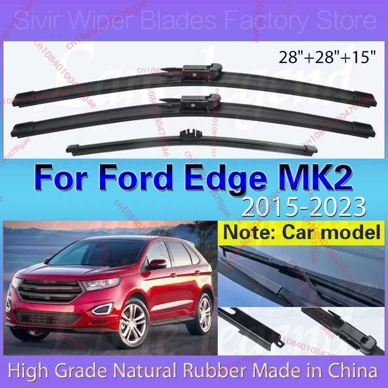 

For Ford Edge MK2 2015 - 2023 Wiper Front Rear Wiper Blades Windshield Windscreen Window Rain Brushes 28"28"15" Car Accessories