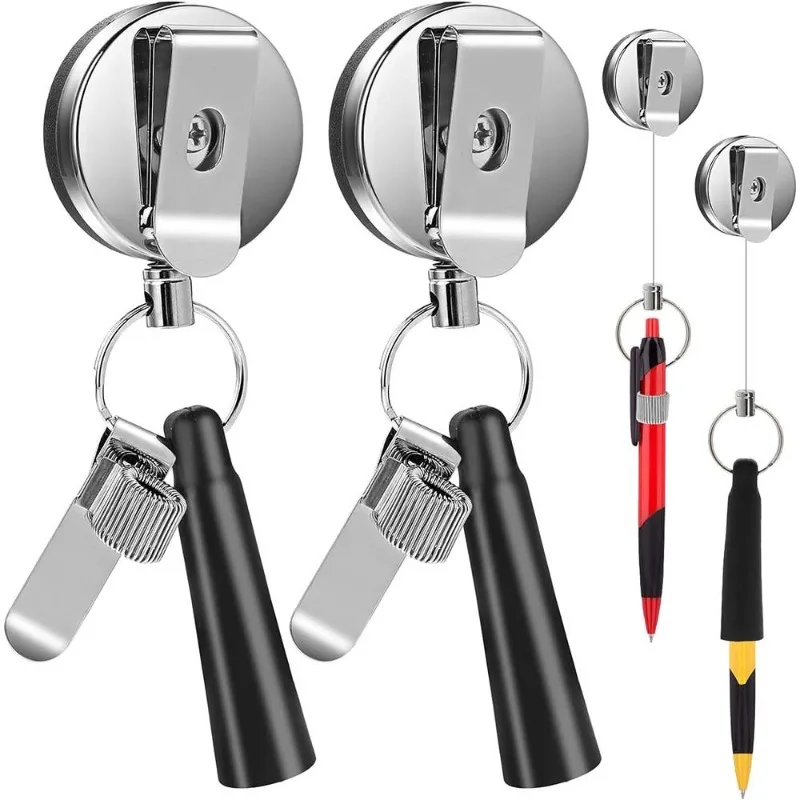 Hot selling 4CM semi metal easy to pull buckle, strong retractable buckle, keychain, pen holder, pen clip, spring buckle