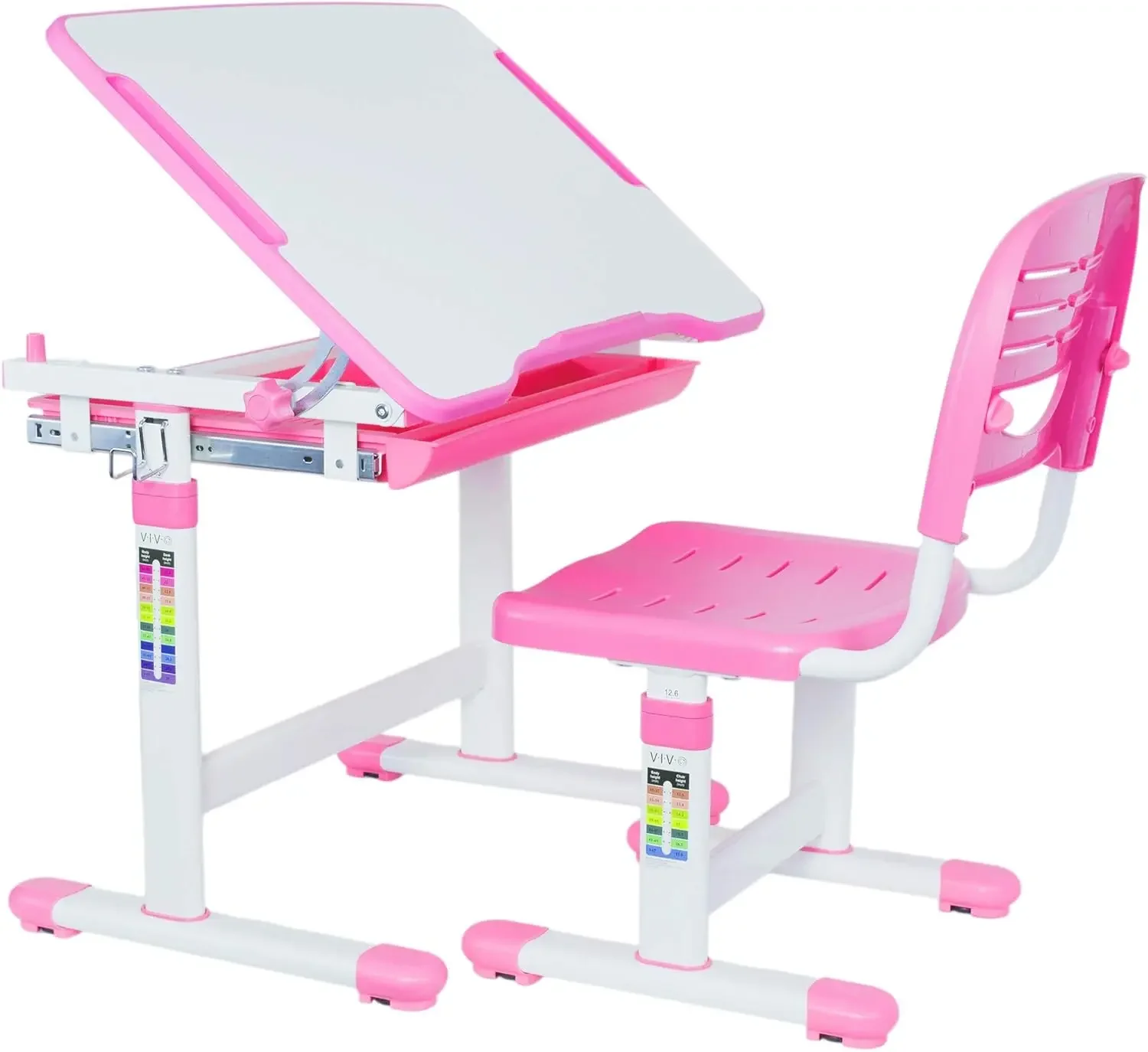 Pink Height Adjustable Children's Desk and Chair Set | Kids Interactive Workstation