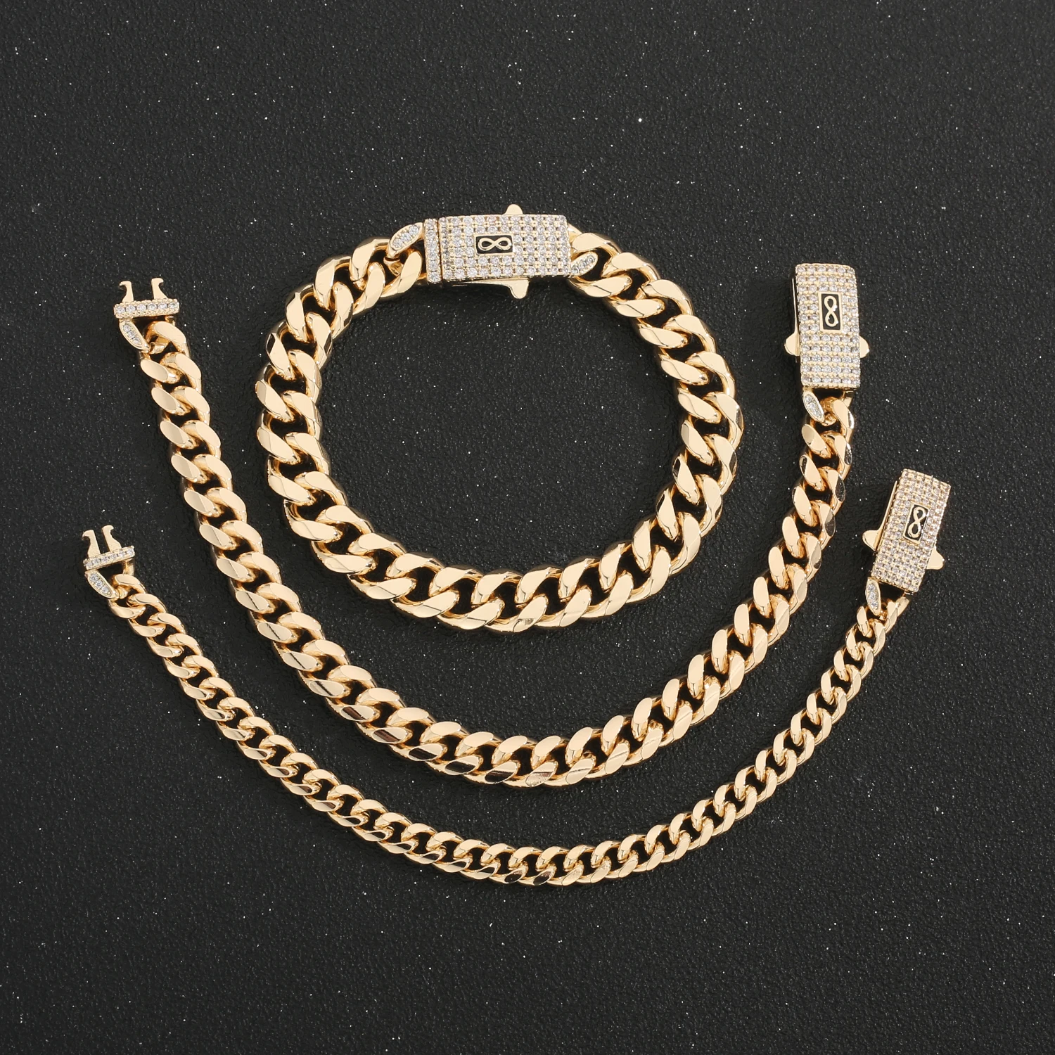 Collier Punk Punk Monaco pour Homme et Femme, Punk, Mors de Cheval, Chaîne, Bracelet, Matériau Cuivre, Or, Rétro, Hip Hop, Nouveau, 2024, AAA