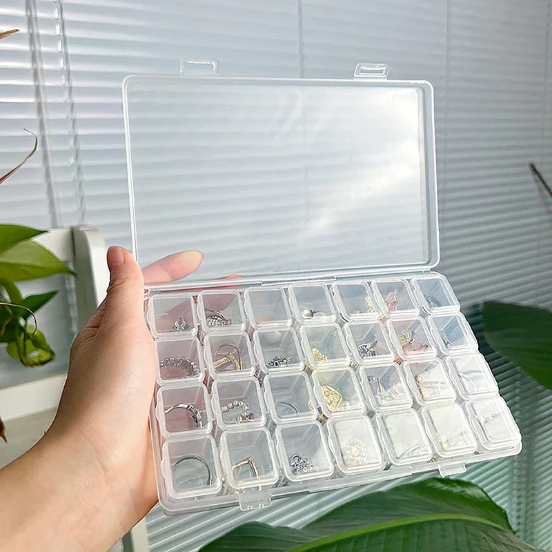 

56/28 Grid Transparent Jewelry Storage Box Nail Art Earrings Ring Beads Container Home Storage Organization