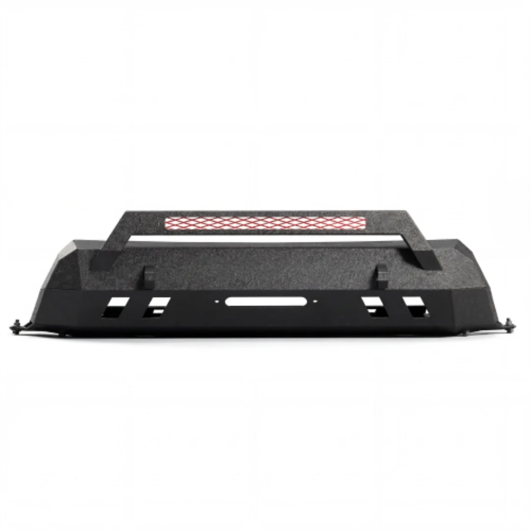 Steel Front Bumper with Bull Bar for 2016-2023 Toyota Tacoma, Heavy Duty Off-Road Winch Mount Plate & D-Ring Hooks, Black Powder Coated