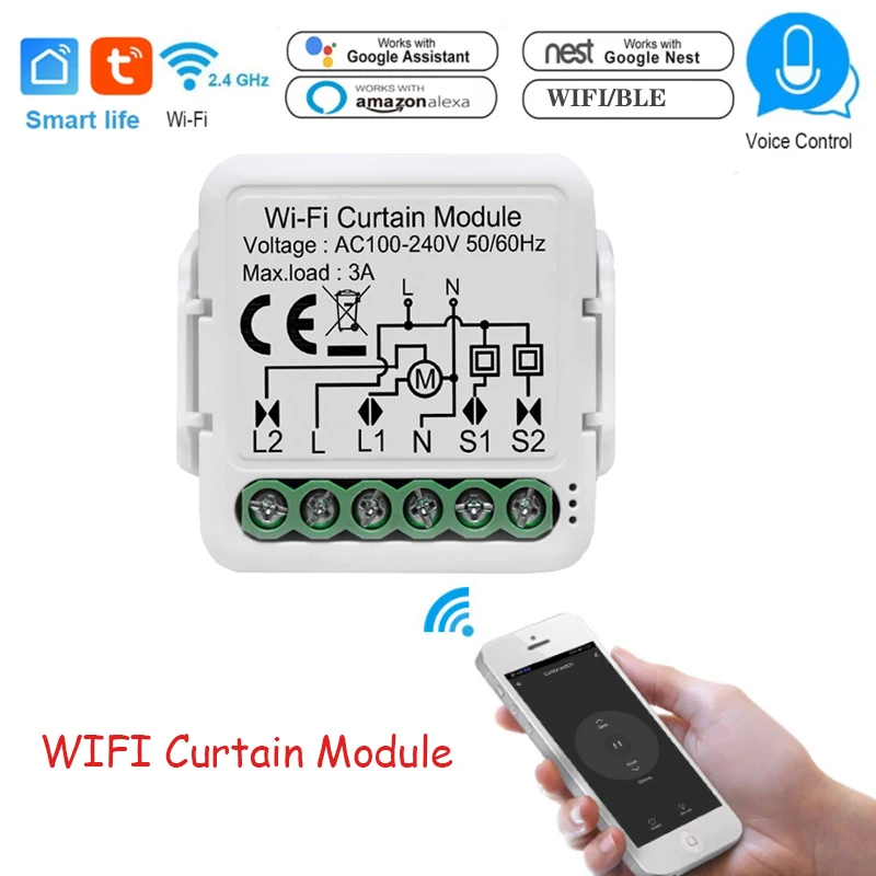 Tuya WiFi Smart Curtain Switch Module For Blinds Roller Shutter Electric Motor Smart Life Control Works With Alexa Google Home