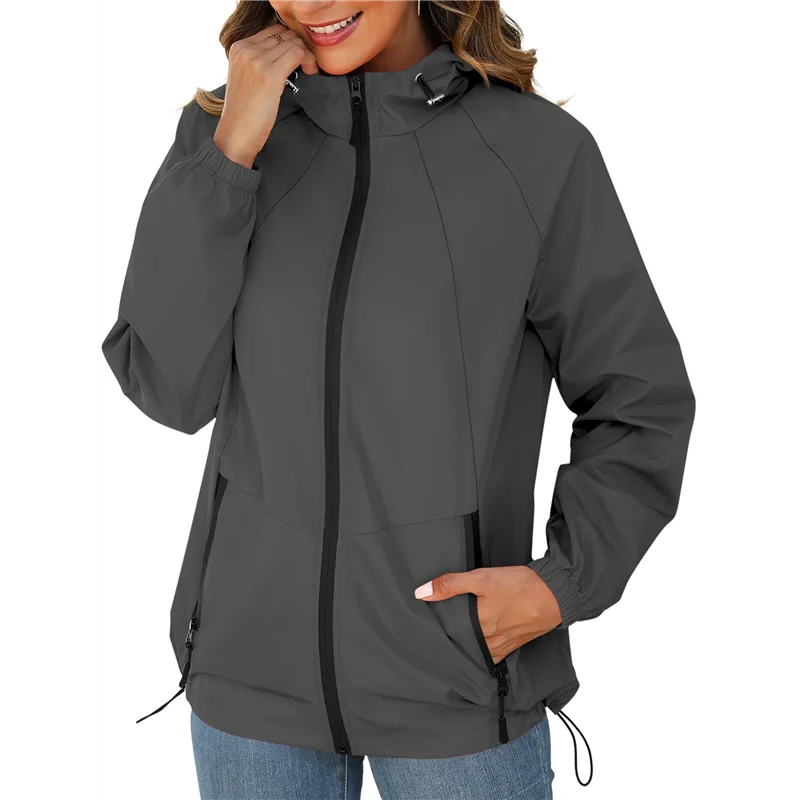 

RMWIN-дождевик для женщин, водонепроницаемая ветровка, куртка с капюшоном, компактный плащ с карманами