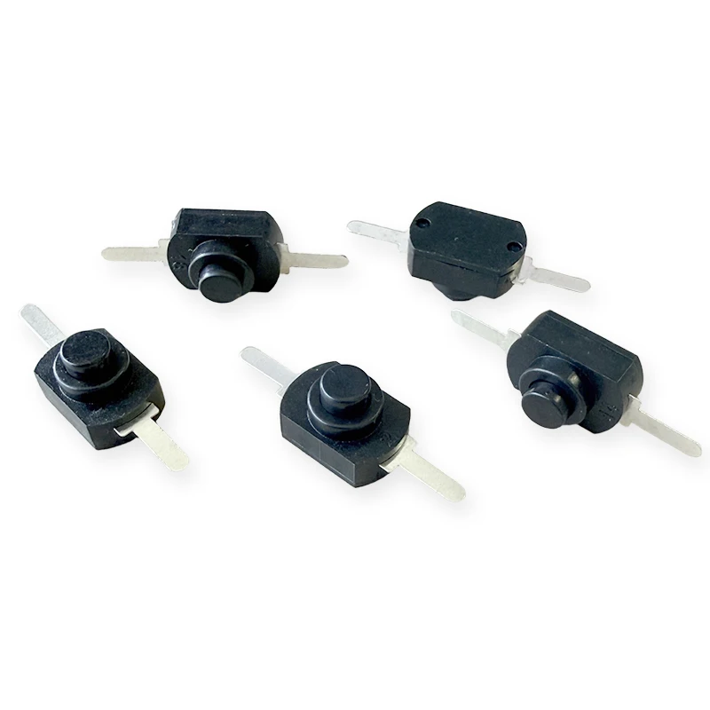 30PCS 1208YD 12x8mm Black Flat Feet Mini Power Button Switch DC 30V 1.5A Self Locking Type (Hold Type) Flashlight Switch
