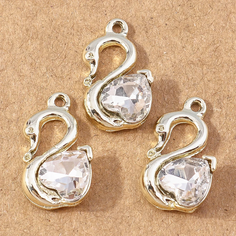 10 Stück 19*11mm Kristall Schwan Charms Anhänger für Schmuckherstellung Halskette Ohrringe DIY Armband Zubehör Zubehör – Detail 8