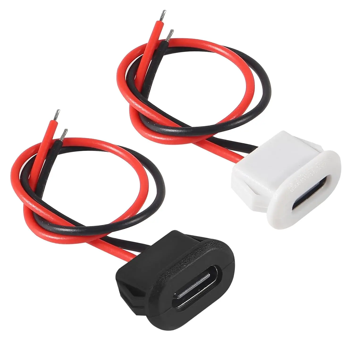 10PCS 2pin Type-C Female Chassis USB C Pigtail Cable Extension Power Cable Waterproof Solder Wire without Terminal