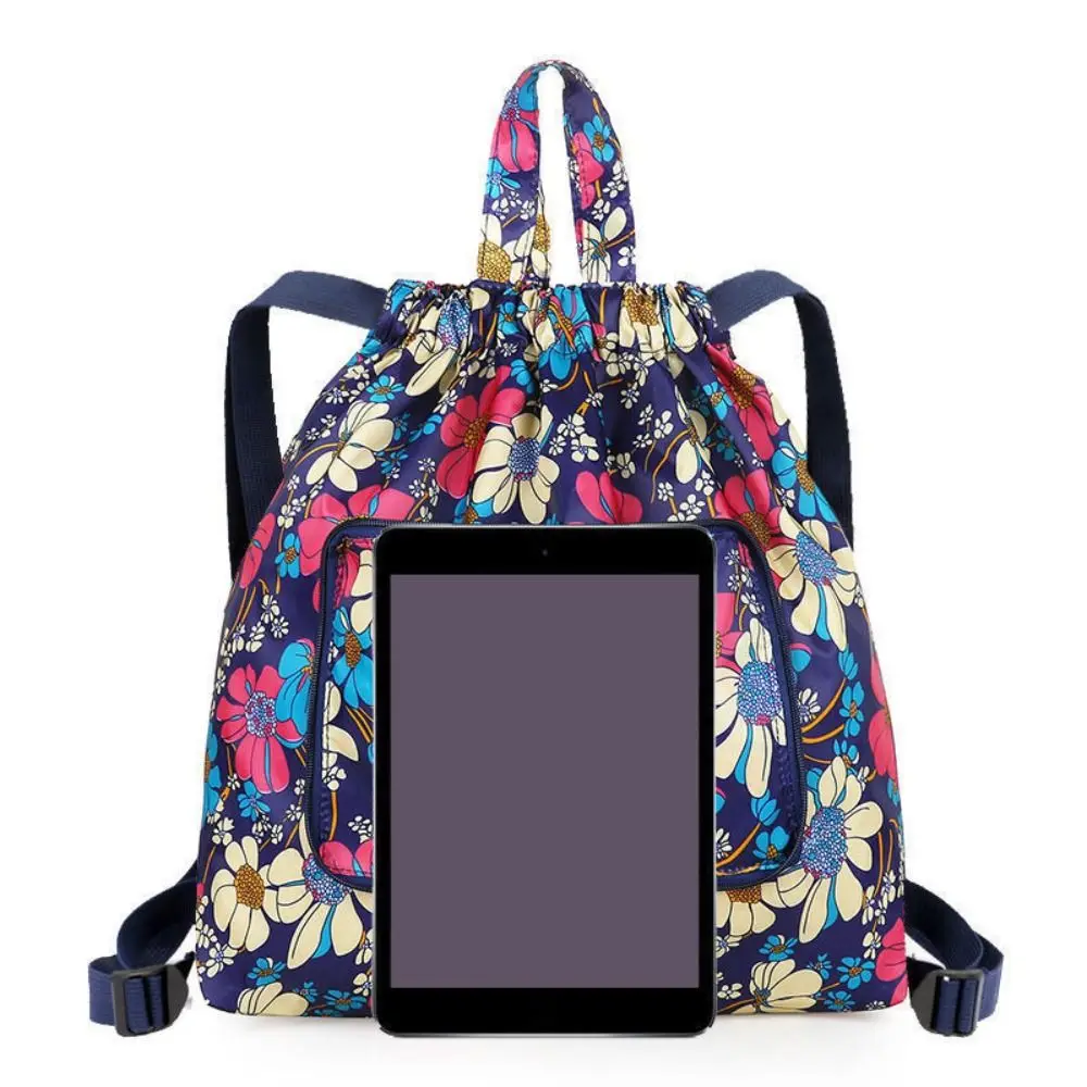 

Simple Waterproof Drawstring Backpack Pocket Folding Drawstring Bag Printing Nylon Storage Bag Travel