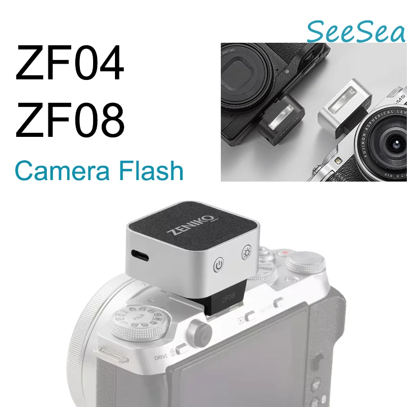 zeniko-zf04-zf08-6500kミニ充電式オンカメラポケットフラッシュライト（ホットシューマウント付き）ricoh-gr3、fuji-xm5、sony-zve10対応
