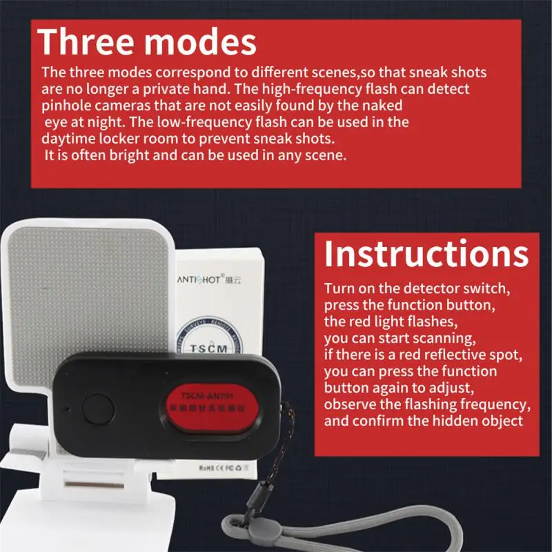 Signal Detector Integrated Battery Cloud Security Ir Led Splash Proof Multi-function For Scanning Changing Rooms Camera Sensor