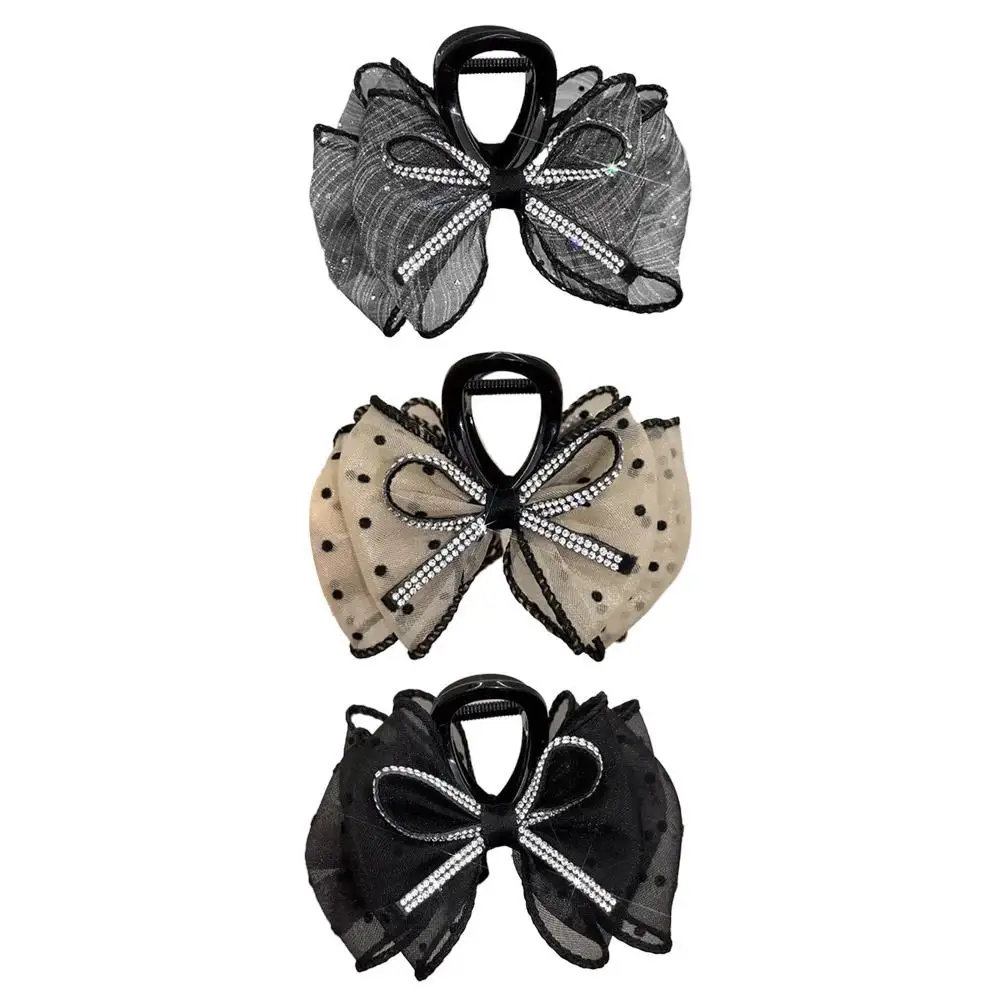 Haarspange mit Schleife, gepunktetes Netz, Blasenstruktur, hochwertiges Greifen, leicht, sichere Passform für Hochzeit, Party, Datum