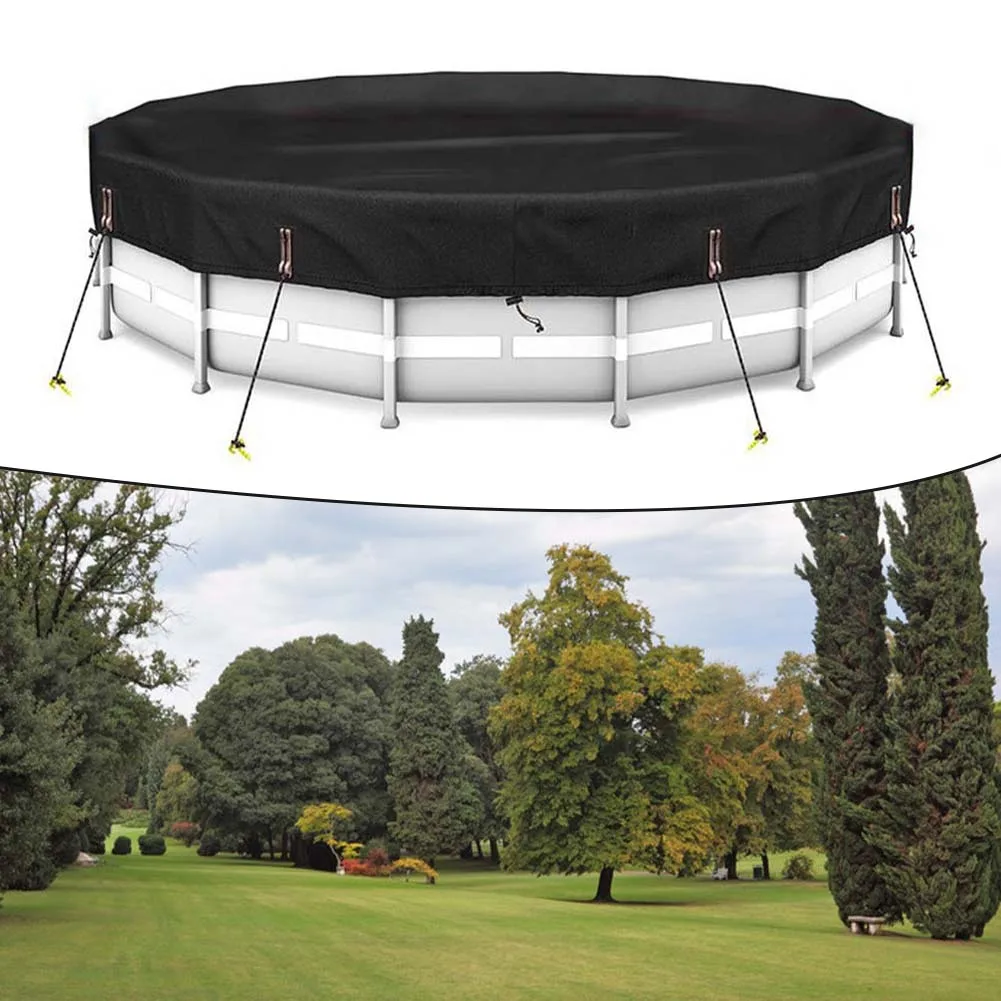 

Round Swimming Pool Cover Made of Strong Polyester Material Sunproof and Easy to Handle with Installation Straps