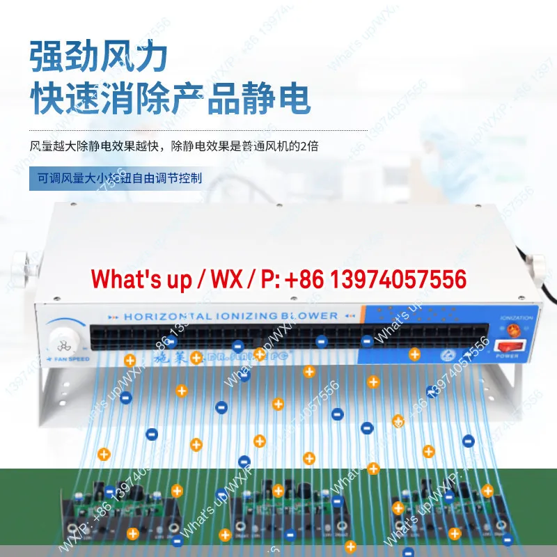 DR.SINIDE PC  Static Removal Desk Horizontal Ion Fan Hanging Dust Removal Warm Air Ion  Industrial Elimination Instrument DR-010