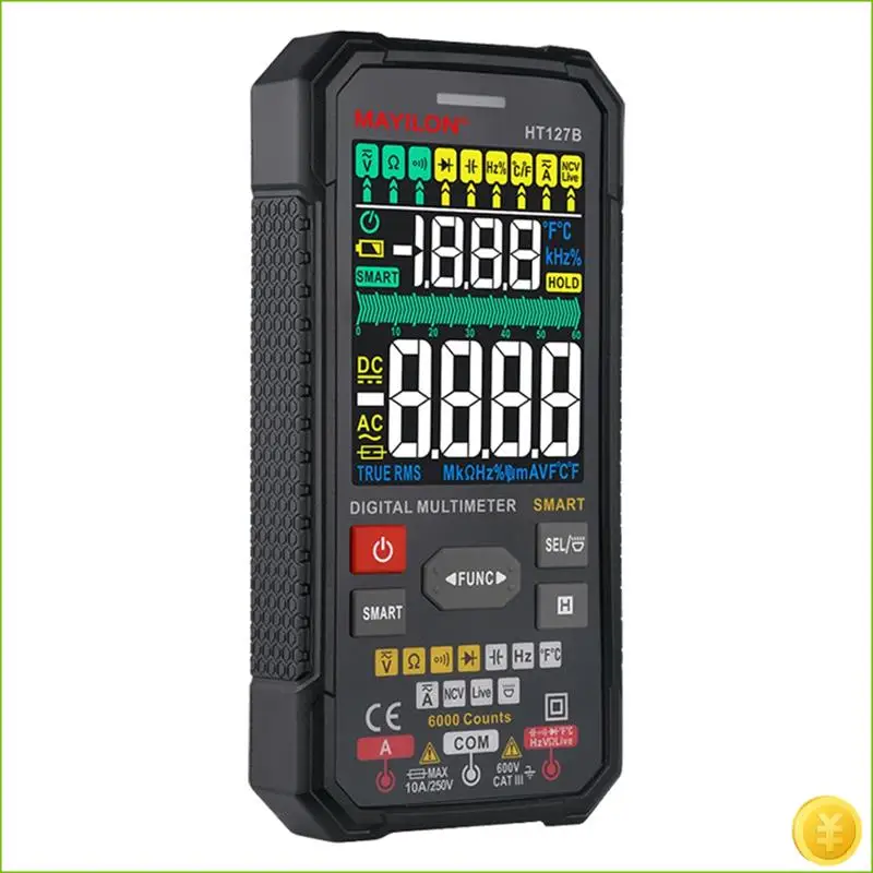 MAYILON HT127B Digitalmultimeter, universell, 6000 Zählungen, automatische Reichweite, True RMS, Multifunktionsmessgerät, NCV-Tester