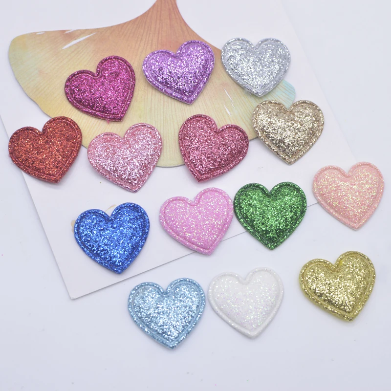 100Pcs 2.2*2cm/0.87*0.79inch Padded Heart for Patches Stickers Clothes DIY Coats Applique Handmade Patchwork Accessories