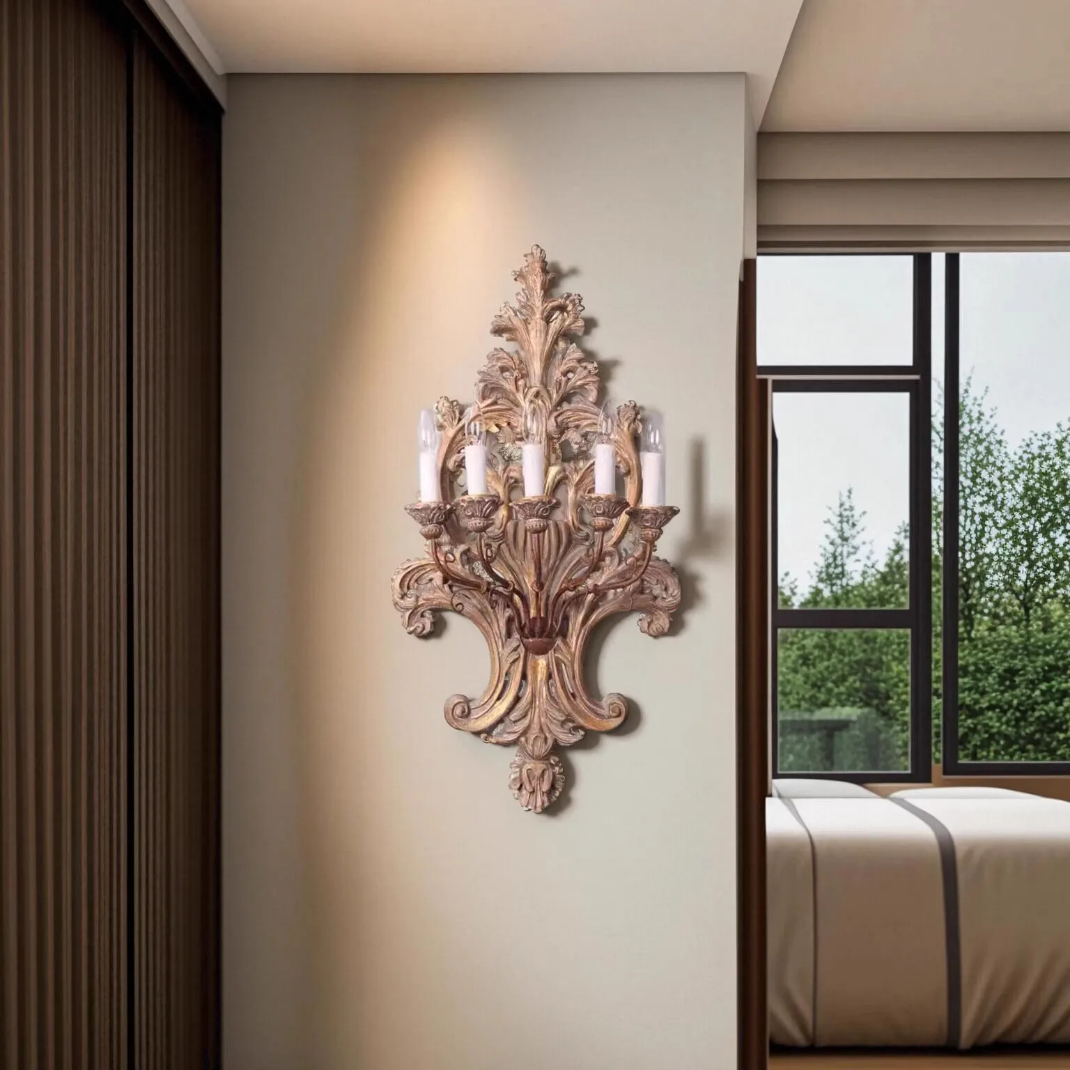 

American rural retro wall lamp solid wood old bed and breakfast living room dining room lamp corridor background wall decorative