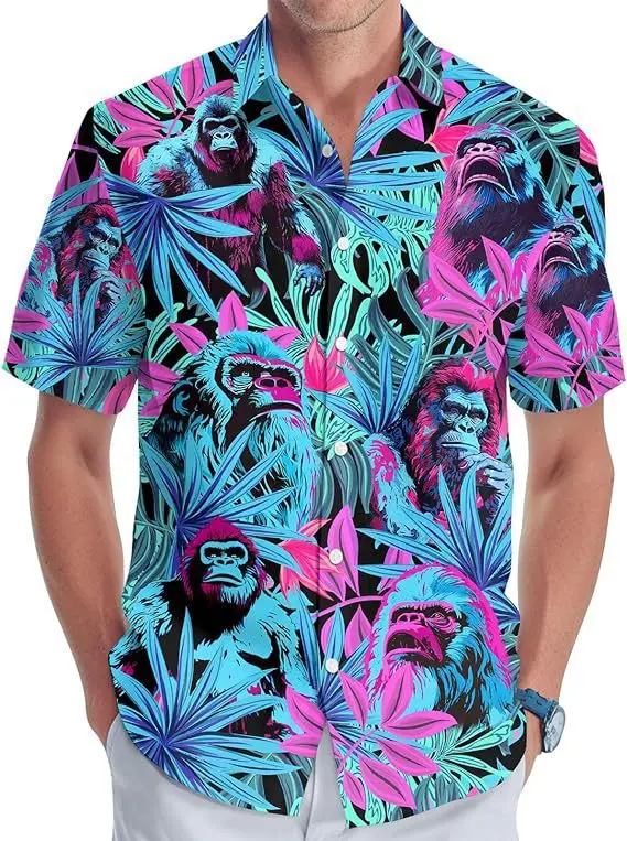 

Oversized beach short sleeved shirt 3D digital printed Hawaiian shirt suitable for both men and women beach summer 5XL