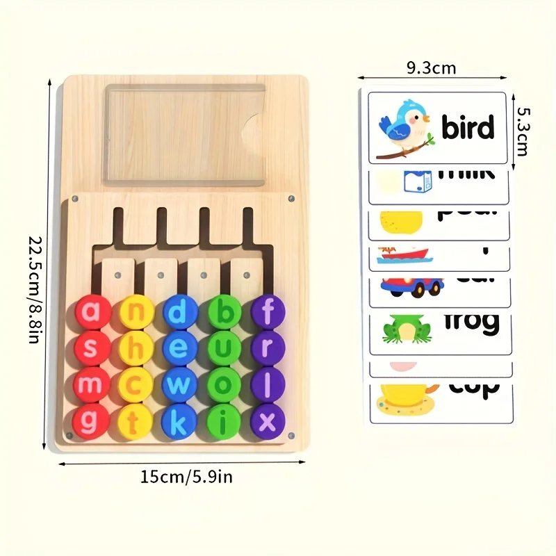 Wooden Word Spelling Movement Game Educational Letter Matching Toy Movable Letter Blocks Word Building Cards Classroom Toys Kids - view 2