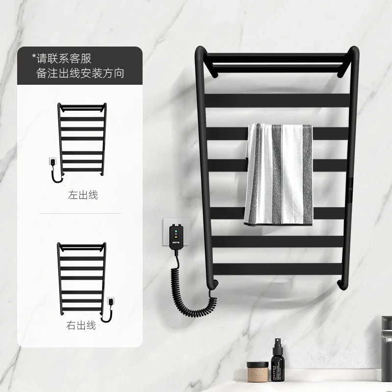 Smart Stainless Steel Wall Mounted Electric Bathroom Heater Radiator Heated Drying High-Quality Black Racks Towel Warmer