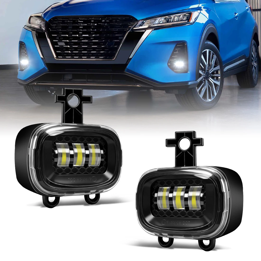 

LED Fog Light For Nissan X-Trail 2021 Three-lens Foglamps Daytime Running Light Hight Density LED Beads Car Accessories 12V