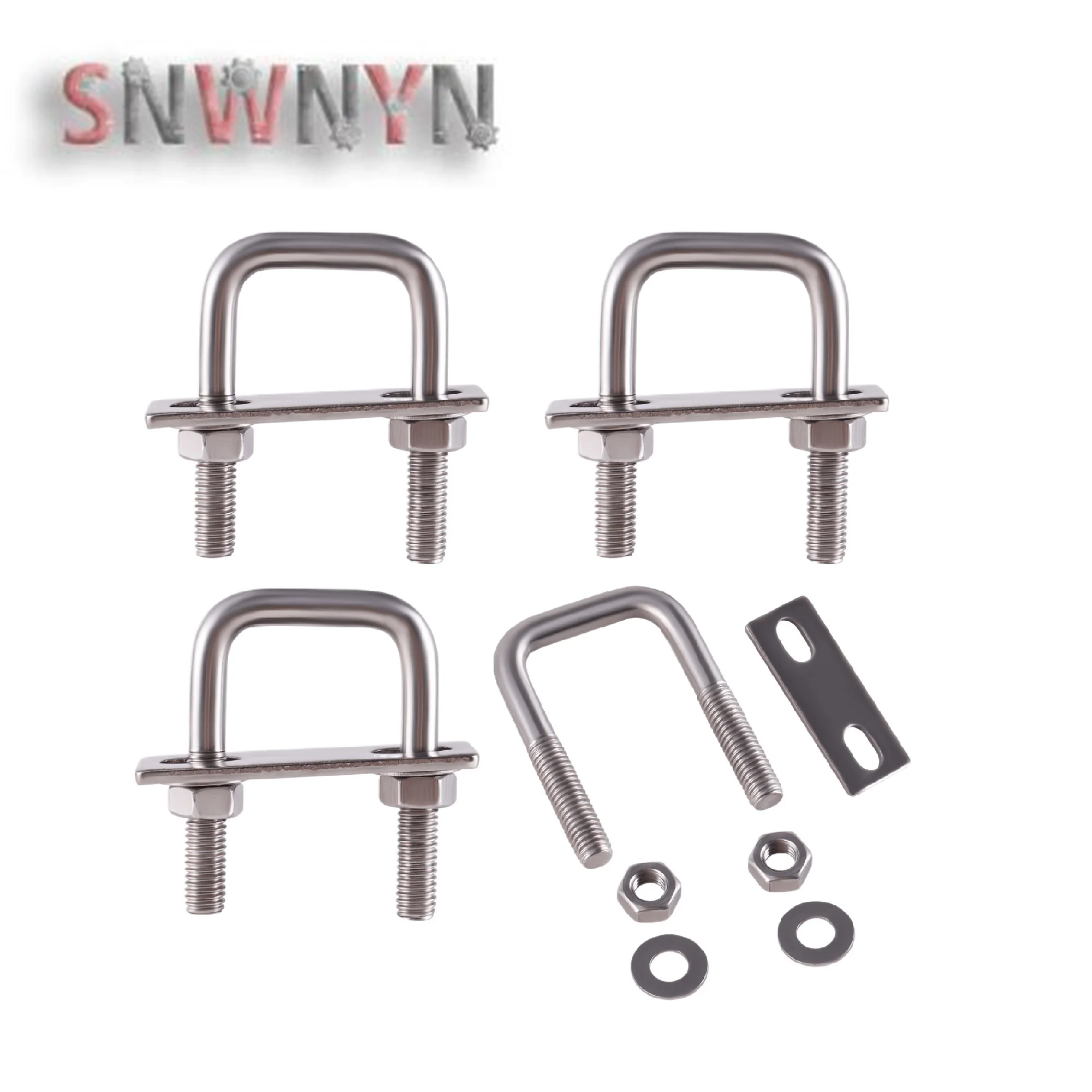 

M8 30mm Inner Width Right Angle U Screw Fastener Set Square U-Shaped 304 Stainless Steel Bolts With Washer Nut Plate