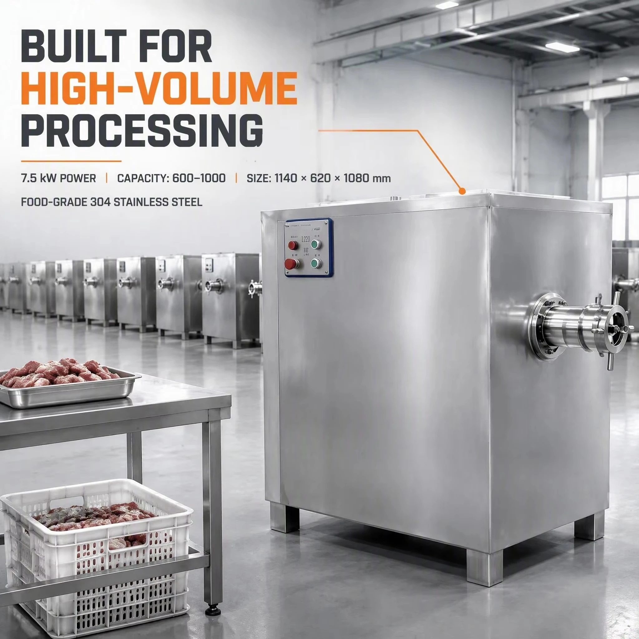 Industrial-grade Frozen Meat Grinding Machine Commercial High-power Meat Grinder Stainless Steel Frozen Meat Grinder