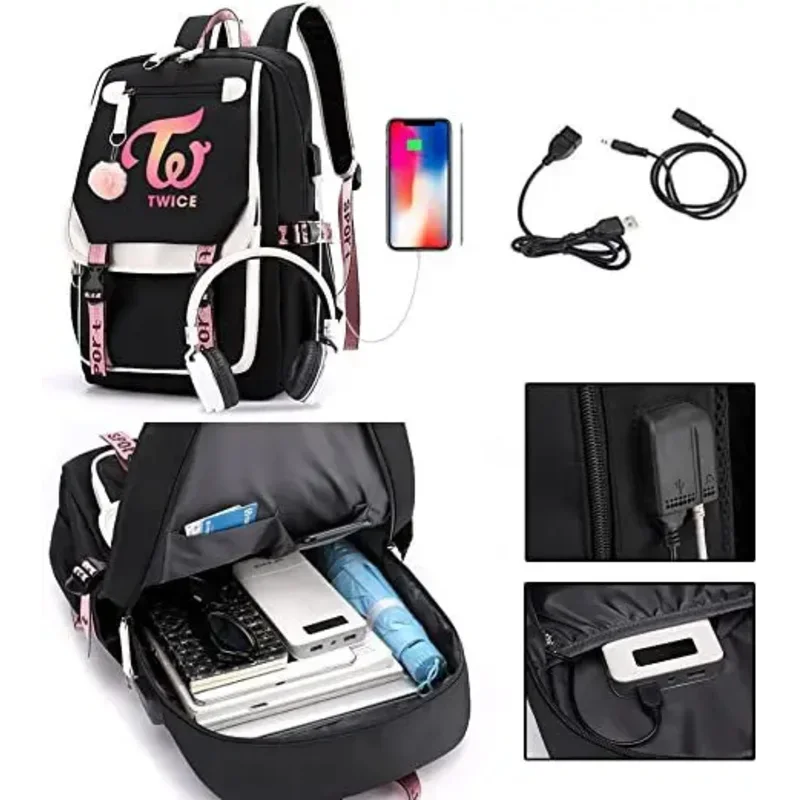 Mochila Sakura Anime Card Captor, bolsa de nailon para libros escolares, bolsas de viaje para estudiantes, portátil, informal, puerto USB, mensajero