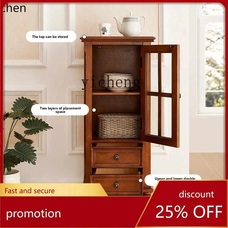 HXL الخشب الصلب باب واحد غرفة المعيشة خزانة جانبية تخزين النبيذ الزجاجي