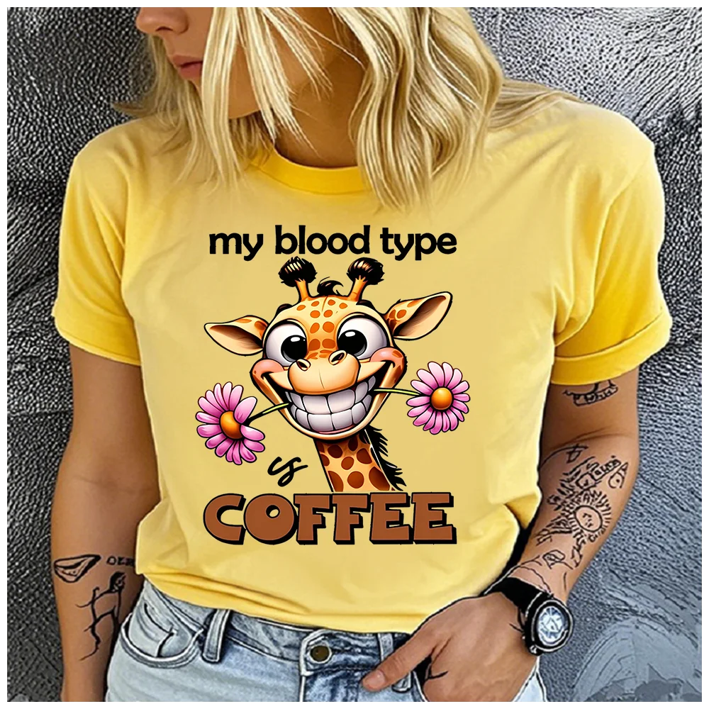 

Women's Cotton 100% Cute Deer Print T-shirt Loose round Neck Casual Short Sleeve Fashion Top Wholesale Clothing Summer