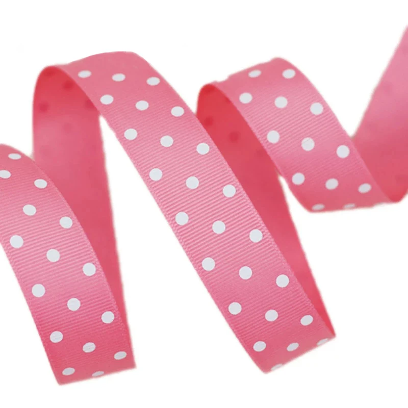 (10 yards/lot) Cartoon Polka Dots Printed Grosgrain Ribbon DIY headwear party decoration wholesale gift wrapping ribbon